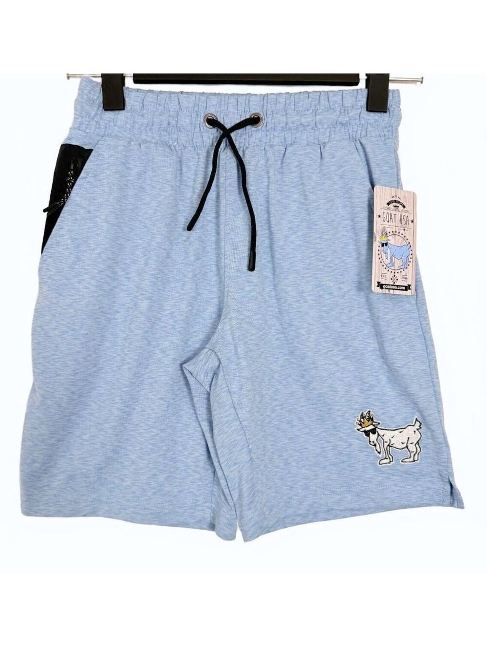 GOAT USA Boys Outline Relaxed Shorts Carolina Blue Heather Youth Large NWT